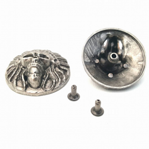 Metalen Gun Black Applicatie/Stud voor Leder Indian Chief skull